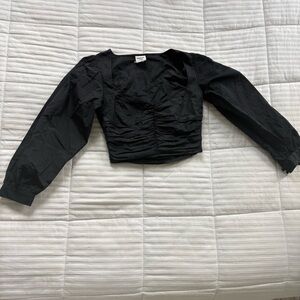 Sunday Best Black Ruched Long Sleeve Crop Top